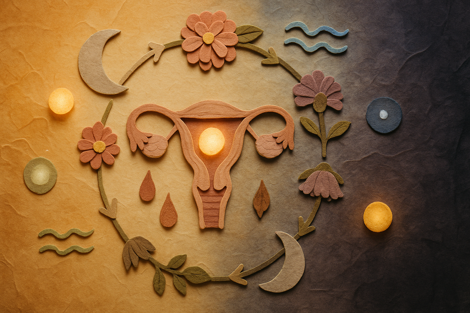 Ilustración educativa sobre las fases del ciclo menstrual y la fertilidad femenina